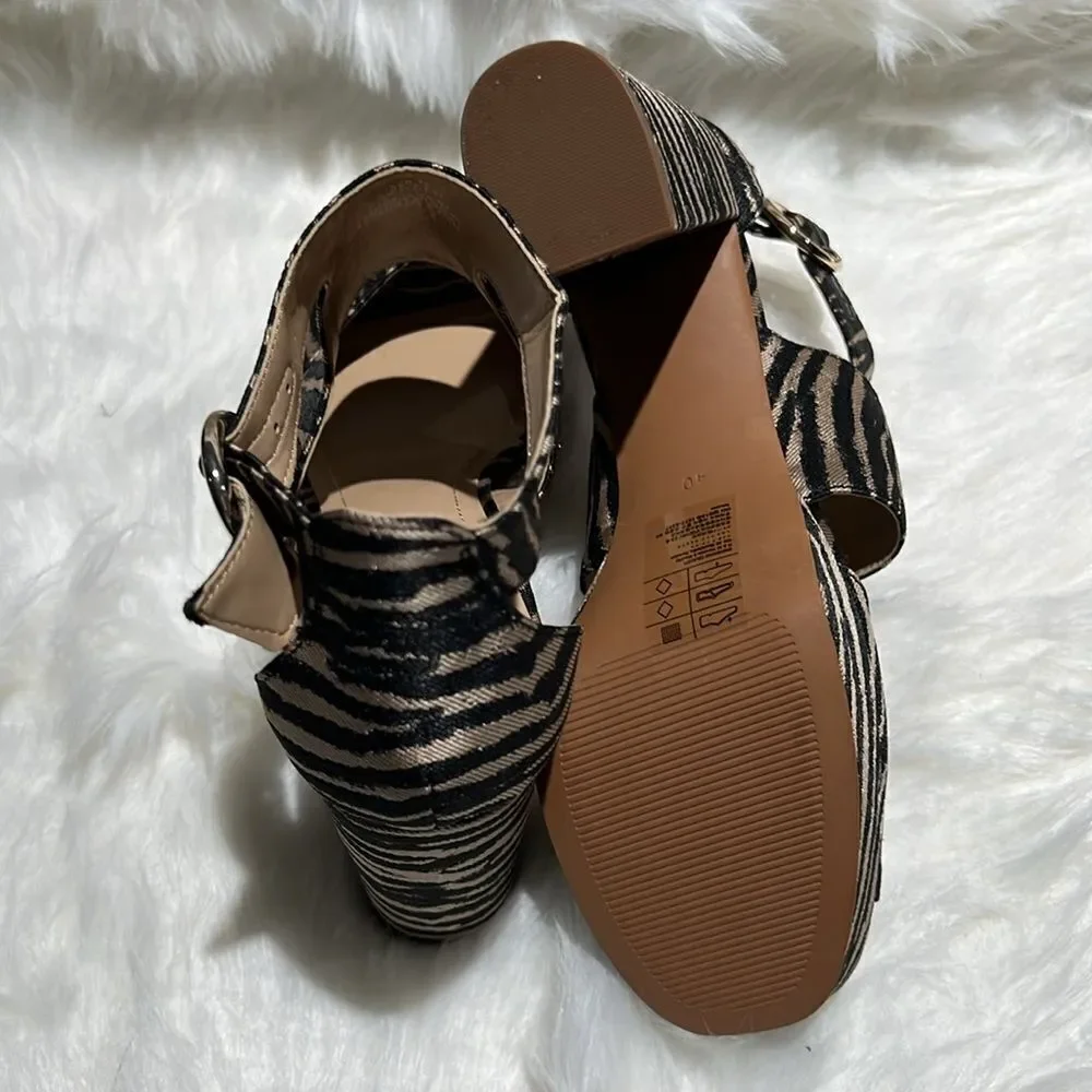 H&M‎ platform zebra print sandals SZ 40/9.5-10US  B66